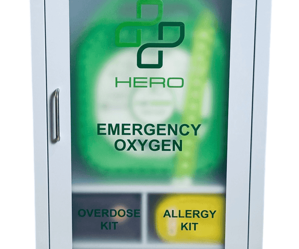 HERO6 Station - Emergency Cabinet Supplies | AED, Oxygen, Bleed