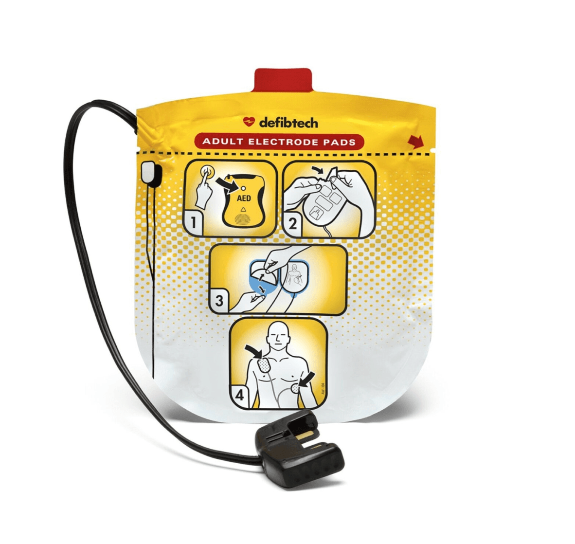 Defibtech Lifeline VIEW/PRO/ECG AED Adult PADs with illustrated instructions for proper placement. Essential AED accessory for emergency use.