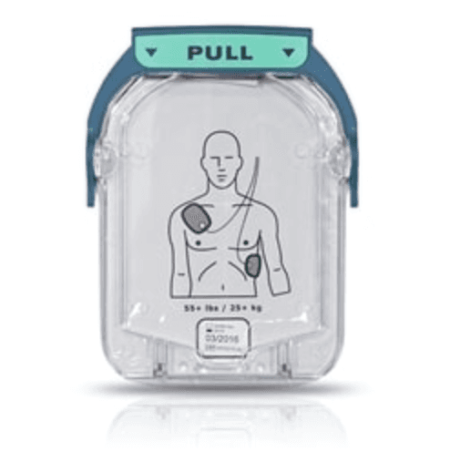 HeartStart OnSite Replacement Pads Cartridge for adult use by Philips. Essential AED accessory for emergency preparedness in home and workplace.