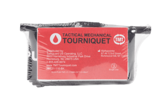 TMT Tourniquet (US) in sealed packaging with Tactical Mechanical Tourniquet label for emergency hemorrhage control. Ideal for tactical first aid kits.