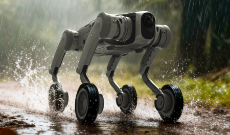 Weather-resistant quadruped robot in rain