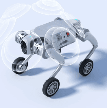 Robotic quadruped with multiple joints and wheels