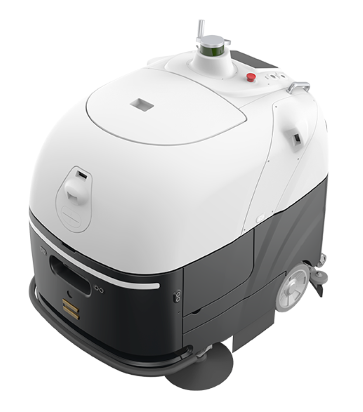 High-capacity outdoor cleaning robot with sleek white and black design