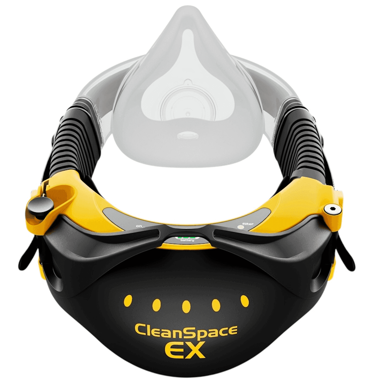 Cleanspace Respirator: EX Low Profile System - Intrinsically Safe with HEPA filter and compact design for industrial respiratory protection.