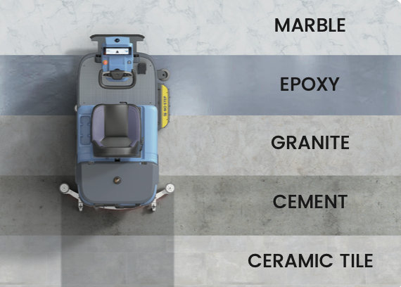 Cleaning robot on different flooring surfaces