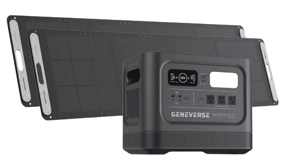 Solar 2,400 WH Power Station Package for Appliances: Geneverse HomePower TWO PRO+Solar Panels (400W Total)